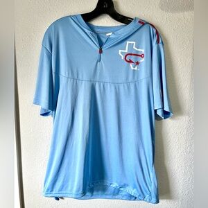 Hooks Baseball Corpus Christ Texas Light Blue Half-Zip Shirt Size Large